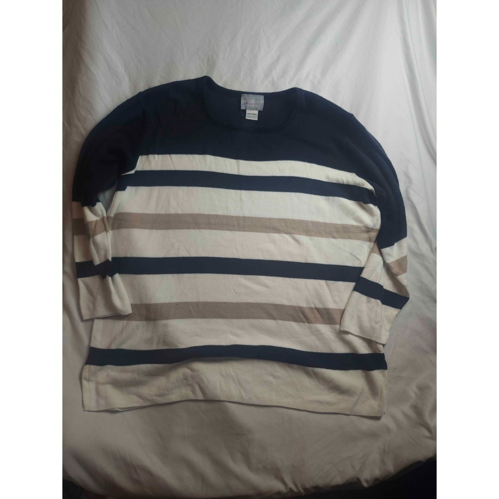 Vtg 90s Jaclyn Smith Sweater Womens L Striped Nautical Coastal Grandmacore Y2K